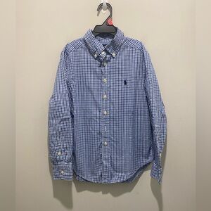 Ralph Lauren Polo Plaid L/S Button-Up Shirt Blue Big Boy’s Size S(8) EUC Preppy